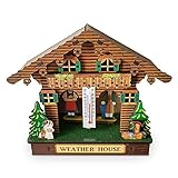 Weather House, Wetterhaus mit Mann und Barometer aus Holz, Barometer...