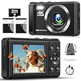 Digitalkamera, 4K 64MP Kompaktkamera Fotokamera mit 32GB Karte 16X...