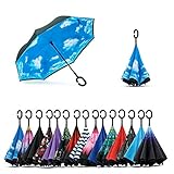 Jooayou Umdrehbarer Regenschirm mit 2 Flächen, C-förmiger Griff,...