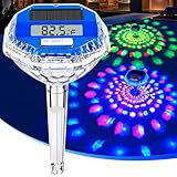 LanBlu Pool Thermometer Schwimmend mit Lichtshow, Solar Pool Thermometer...