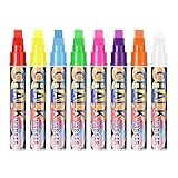8 Kreidestifte 10mm Jumbo Spitze für Tafel & Fenster Abwaschbar – Neon...