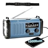 10000mAh Solar Kurbel Notfall Radio, Tragbare AM FM Baustellenradio,...