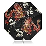 Mnsruu Chinesischer japanischer Drachen-Blumen-Regenschirm, umgekehrter...