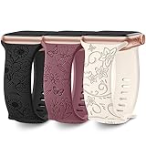 AMSKY 3 Stück Floral Gravierte Band Kompatibel mit Apple Watch Armband...