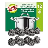 Scotch-Brite Stainless Steel Scourer, 12 Pieces - Rust Resistant Spiral...