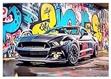 Fototapete Kinderzimmer Junge Auto Sportwagen 3D Effekt Graffiti Gaming -...