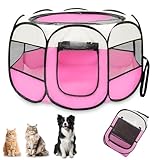 Welpenlaufstall Faltbar 74×74×43 cm, Hunde Laufstall Tragbares...