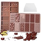 2 Stück Schokoladenform Silikon, Pralinenform Backen Tief Schokoladentafel...