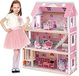 ROBUD Puppenhaus Holz Kinder Spielzeug | Dollhouse Mädchen Spielzeug...