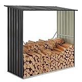 Juskys Holzunterstand Enno für Brennholz außen - Kaminholzregal aus Stahl...