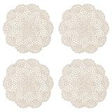 WLLHYF 4 Stück Vintage-Häkeldeckchen, 20,3 cm Rund Baumwolle...