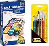Idena 22064 - Deckfarbkasten mit 24 Farben und 1 Tube Deckweiß, ideal für...