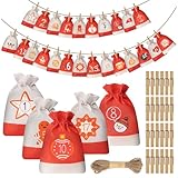24 Stoffbeutel Adventskalender 2025, Adventskalender Tüten zum Befüllen...