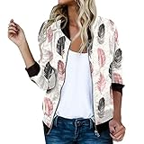 Bomberjacke Damen Blumenmuster Coat Sommer Blouson Reißverschluss Herbst...