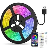 LED Strip 5m USB, RGB LED Streifen, Farbwechsel LED Lichterkette mit...