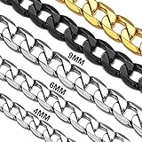 Suplight Unisex Kette 4mm breit Edelstahl Panzerkette Cuban Link Chain...