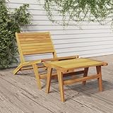 QJBSAVVA Gartenstuhl mit Fußstütze aus Massivholz Teak Klappbarer Lounge...