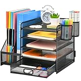 Marbrasse Schreibtisch Organizer mit Aktenhalter,5Tier Briefablage...