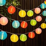 ENLACE Lichterkette Lampion, 1,5M 10 LED Lampion Lichterkette Bunt...