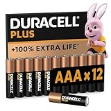 Duracell Plus Batterien AAA, 12 Stück, langlebige Power, AAA Batterie für...