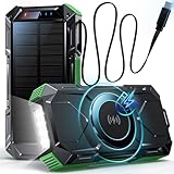 Magnetic Wireless solar Power Bank 26800mAh mit 50CM Retractable USB-C...