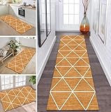 ZDYHMrj Teppich Läufer Flur rutschfest 120X240CM Orange Weiß...