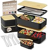 Umami Lunchbox Erwachsene, Auslaufsichere Bento Box mit Fächern und 4...