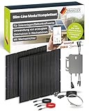 SCHWAIGER Balkonkraftwerk Slim‑Line 2er Set mit 400 Wp Glas Solarpanels I...