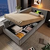 Ymkua Polsterbett Einzelbett Sofabett 90x200 cm, Kinderbett Schlafsofa...