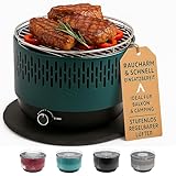 SOUK ONE Tischgrill mit Aktivbelüftung, Holzkohlegrill Grill mit Lüfter,...