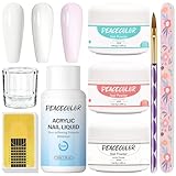 PEACECOLOR Acryl Nagelset,3 Farben Acryl Pulver Nails Klar Rosa Weiß Acryl...