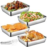 GOMETY 4 Stück Panier-Set aus Edelstahl, 22 x 15 x 5 cm 4-teilig Schalen...