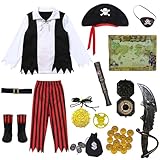 5 Stück Set Piratenkostum Kinder, 29Pcs Piraten Kostüm Accessoires mit...