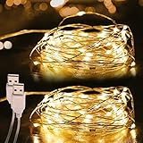 Olerqzer LED Lichterkette, 2 Stück 5M 50LED USB-Anschluss Kupferdraht...