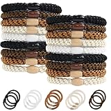 MOTIBACK Haargummi Set, 30 Stück Zopfgummis in 5 Naturtönen, Elastische...