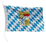 FLAGLY Premium Bootsfahne Bayern-Raute mit Wappen 20 x 30 cm - 115g/m²...
