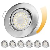 LED Einbaustrahler 230V Flach Dimmbar LED Spots 6W IP44 Bad Einbauleuchten...