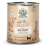 Wildes Land - Nassfutter für Hunde - Bio Rind - 6 x 800 g - Getreidefrei -...