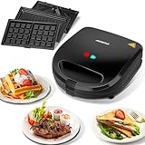 Sandwichmaker 3 in 1, Sandwichtoaster, Kontaktgrill, Waffeleisen 3 in 1, 3...