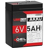 LANGZEIT 6V Akku 5Ah Gel Profi Blei Akku für Kinderauto Elektroauto USV...