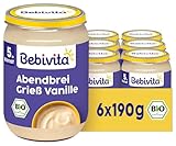 Bebivita Bio Abendbrei Grieß Vanille (6 x 190g), ab 5. Monat, ohne...