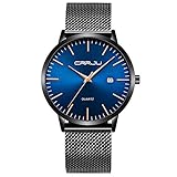 CRRJU Herren Uhr Ultra Dünne Wasserdicht Armbanduhr Herren Mode mit...