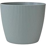 KONZEPT Blumentopf groß, grau, gerillte Struktur 26cm, Übertöpfe für...