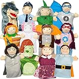 Meppi Handpuppenset 12tlg Kasperlefiguren, Handpuppen aus Stoff fürs...