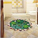 3D-Lotus-Teich-Fisch Boden Aufkleber Badezimmer Wohnzimmer Fussboden...
