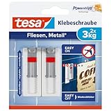 tesa Klebeschraube für Fliesen und Metall (verstellbar, 3 kg)