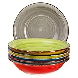 6-TLG. Tellerset Malaga | Bunte Suppenteller tief | 650 ml | Ø 21.5 cm |...