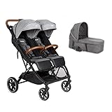 X-Lander Geschwisterkinderwagen X-Double mit Babywanne X-Nest Buggy für...