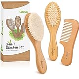 Baby Haarbürste und Baby Kamm Set - Natürliche Holz Babyhaar Haarbürste...