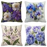 Outdoor Kissen Lila Kissenbezug 40X40 4er Set, Outdoor Kissen Wasserfest...